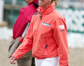 Van Grunsven is all smiles when Adelinde Cornelissen won gold and Edward Gal silver in the Grand Prix Special at the 2009 European Dressage Championships :: Photo © Astrid Appels