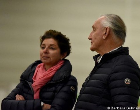 Current and former German team trainers, Monica Theodorescu and Klaus Balkenhol