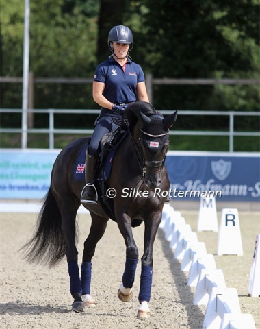 Great Britain’s Sophie Wells on the way to the arena. This year she is debuting the just 7-year old Danish bred mare LJT Egebjerggards Samoa (by St. Schufro) at the championships.