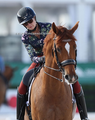 Charlotte Jorst on her newest horse, S-Express (by Sezuan x Sir Donnerhall)