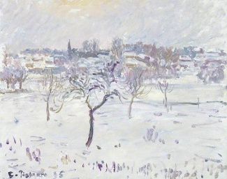 Snowy Landscape at Éragny with an Apple Tree 1895  :: Camille Pissarro (1830–1903)