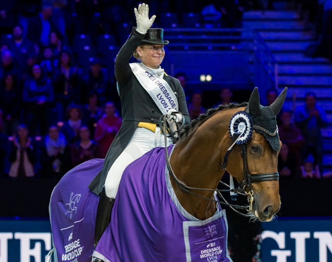Defending series champion Isabell Werth kicked off her FEI Dressage World Cup 2018/2019 campaign with a convincing win with Emilio at the second leg of the Western European League series in Lyon :: Photo © Christophe Tanière