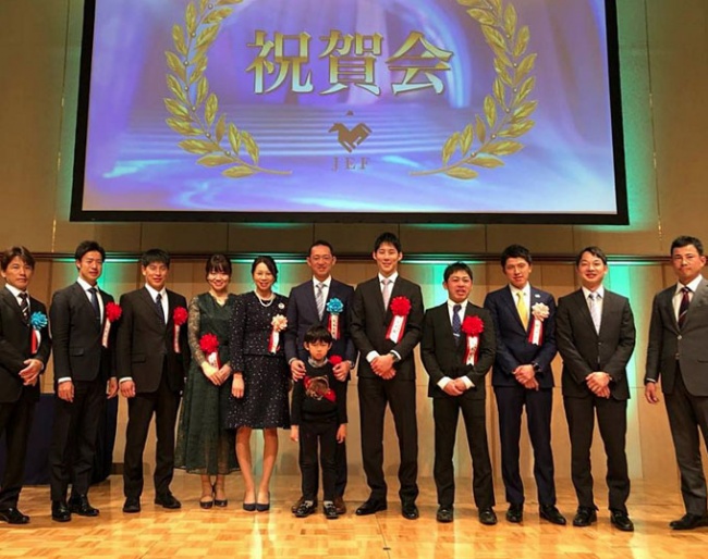 Japan's 2018 dressage team riders honoured at the 2019 Japan EF Gala in Tokyo