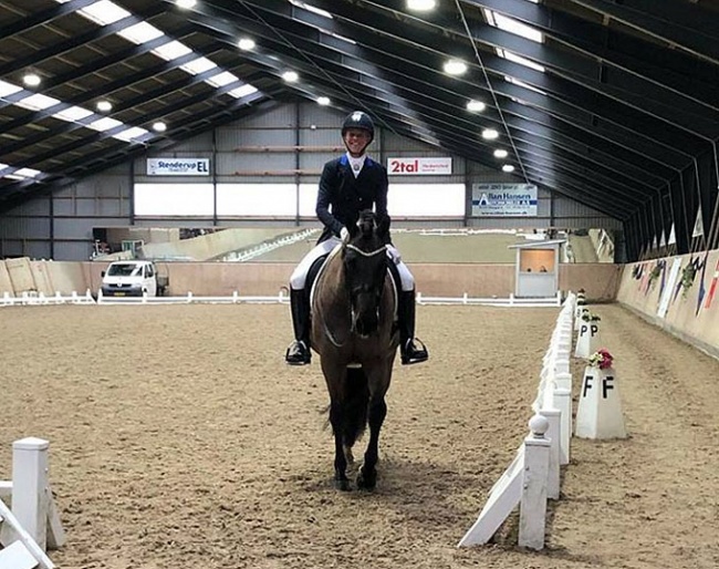 Winning duo Agnete Kirk Thinggaard and Jojo AZ leave the arena at the 2019 CDN Hedensted